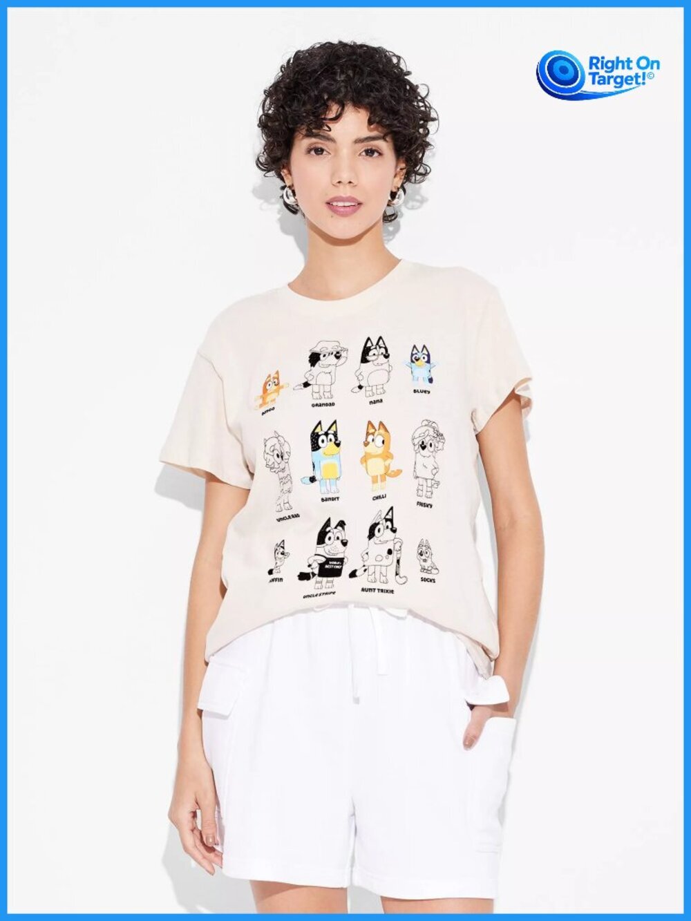 NWT Medium - Women's Bluey Grid Short Sleeve Graphic T-Shirt - Tan